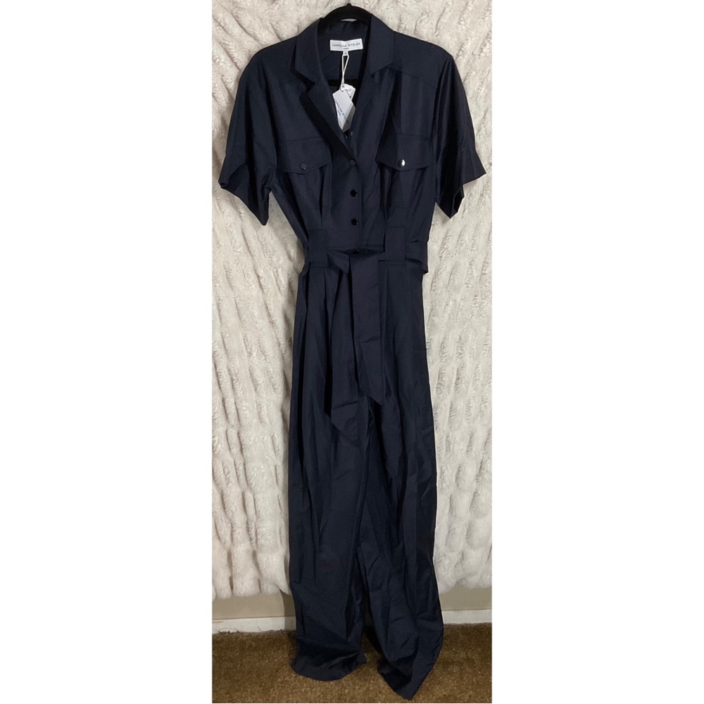 Carolina Ritzler Navy Blue Short Sleeve Jumpsuit